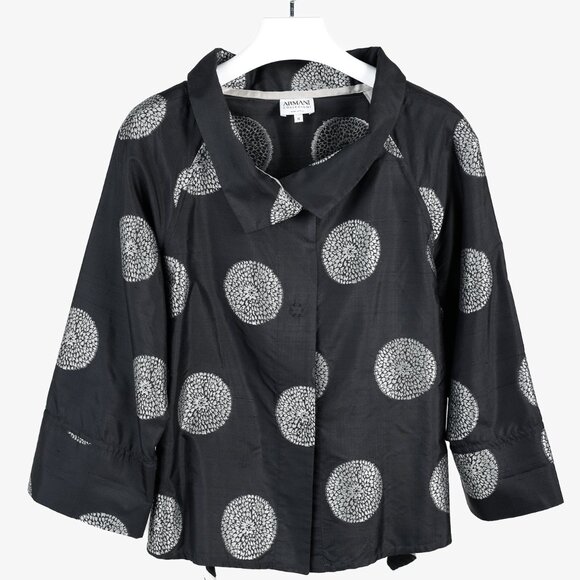 Armani Collezioni Black Shantung Mandala-Jacquard Jacket